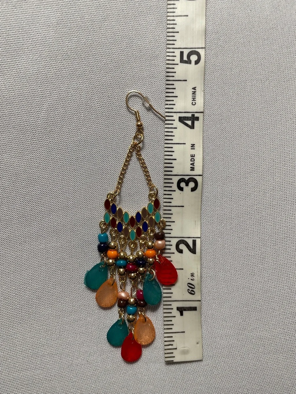 Multicolored Water Drop Beaded Dangling Earrings